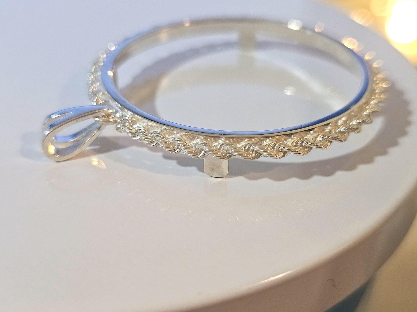 925 Sterling Silver Rope Edge Bezel for 38mm 1 Dollar Coins
