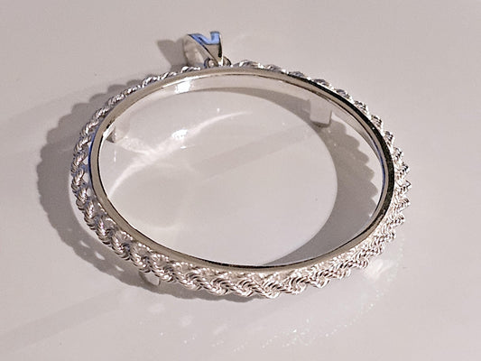 925 Sterling Silver Rope Edge Bezel for 38mm 1 Dollar Coins