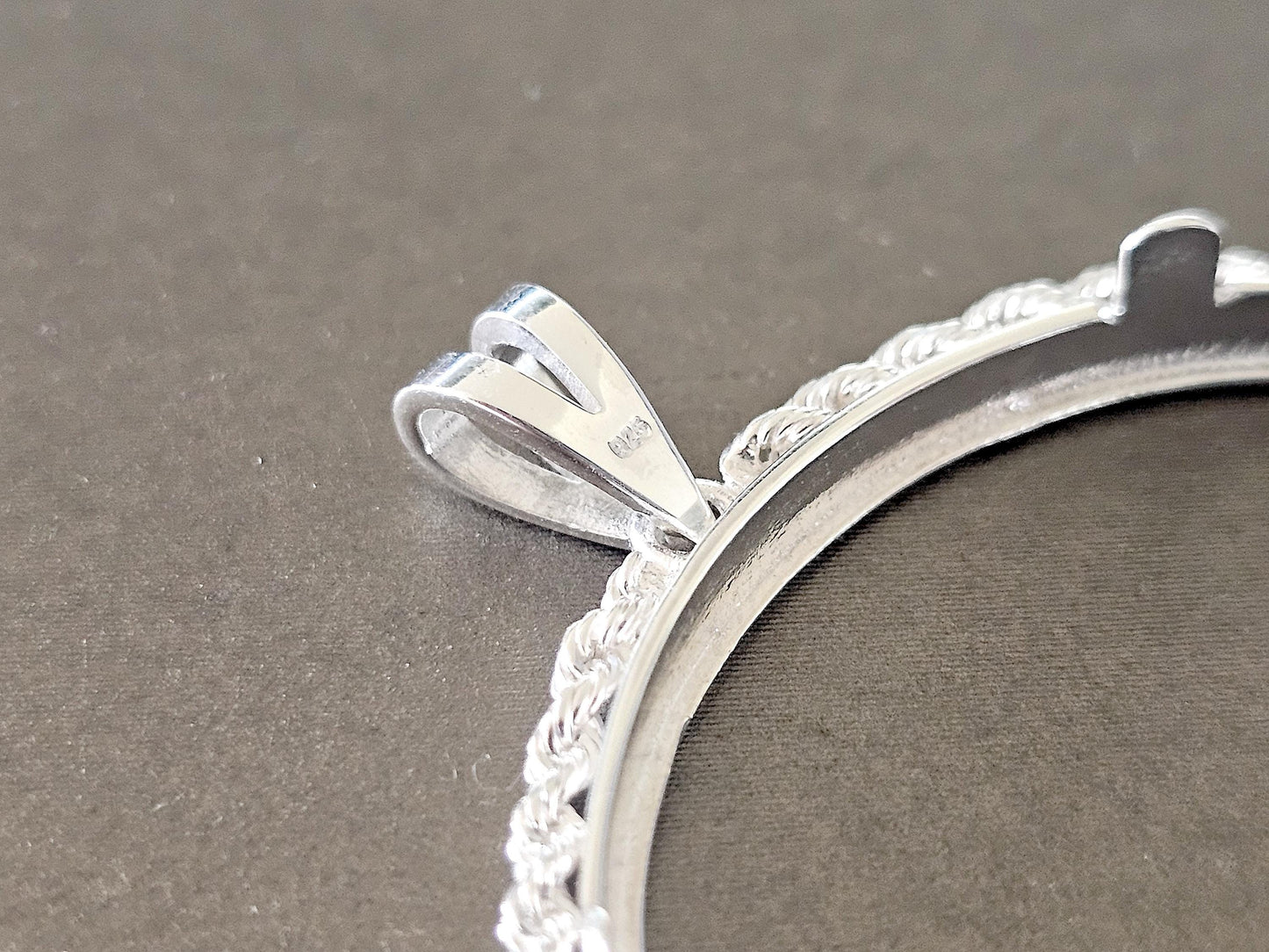 925 Sterling Silver Eagle Rope Edge Bezel for 41mm 1 oz Coins