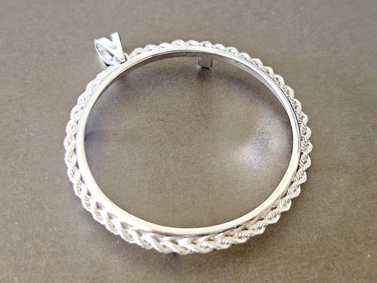 925 Sterling Silver Eagle Rope Edge Bezel for 41mm 1 oz Coins