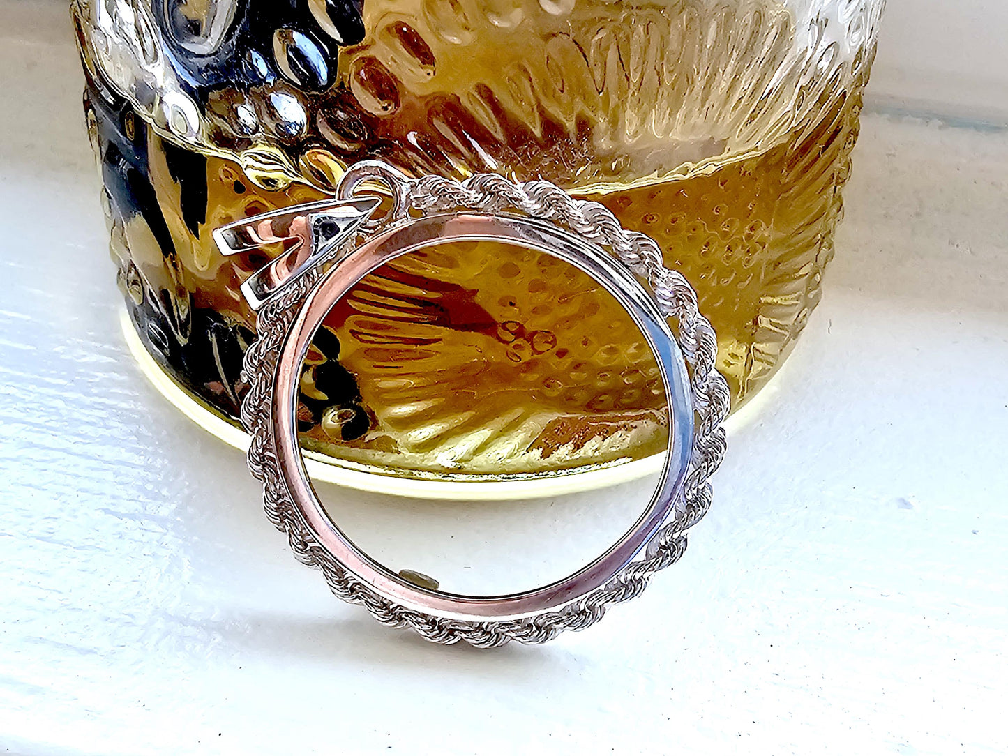925 Sterling Silver Rope Edge Bezel for 24mm Quarters 25 Cents Coins