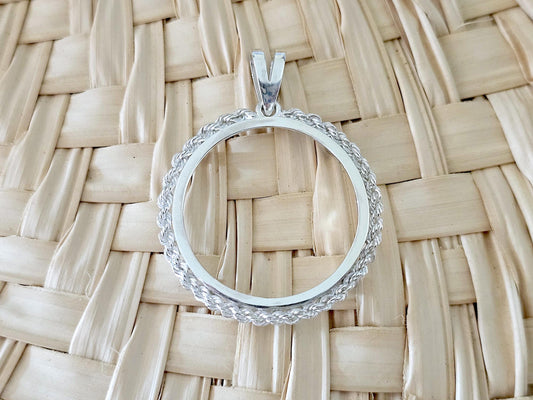 925 Sterling Silver Rope Edge Bezel for 26mm Susan B Anthony Sacagawea Dollar Coins