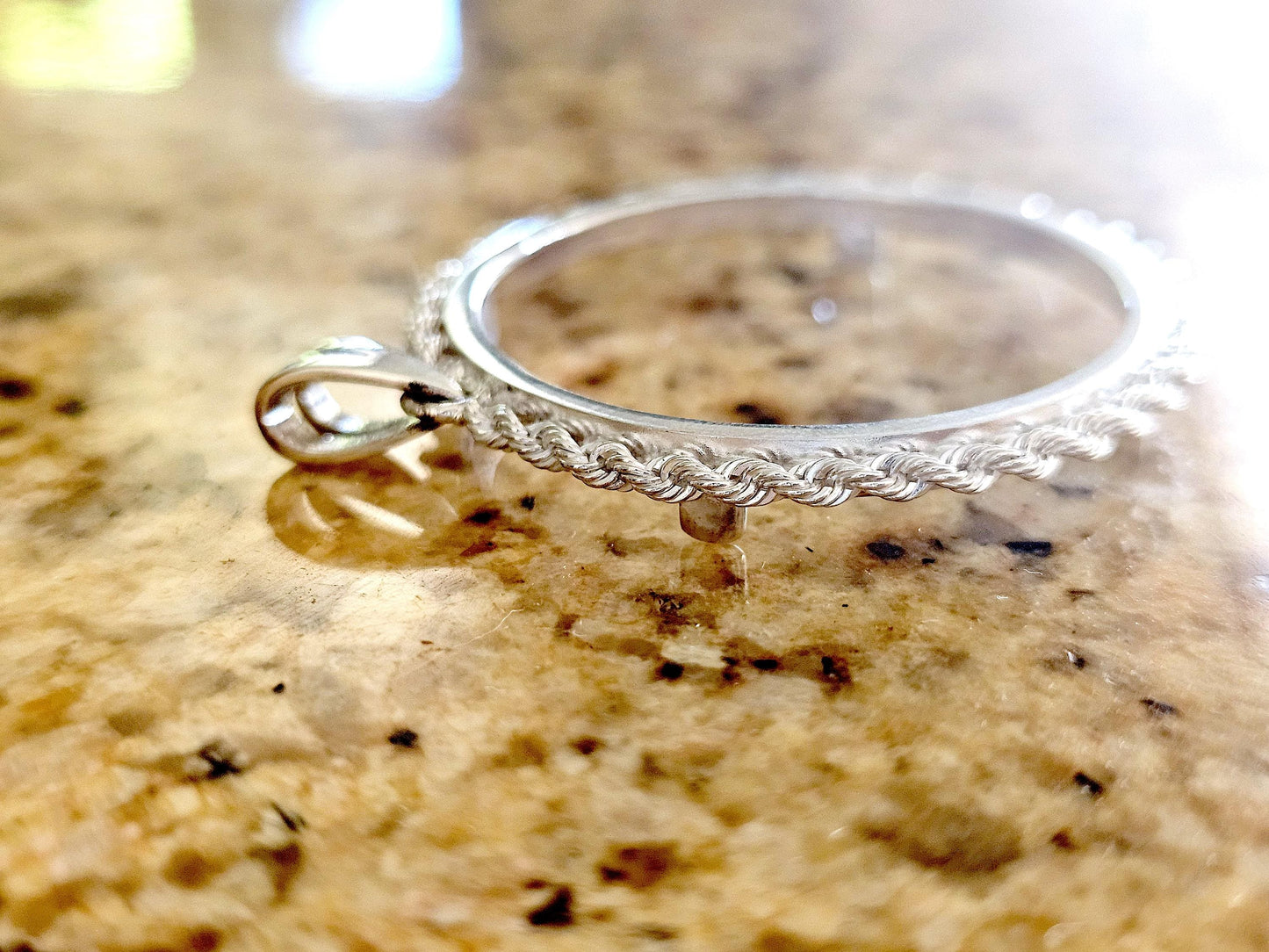 925 Sterling Silver Rope Edge Bezel for 34mm Mexican 1 Peso Coins