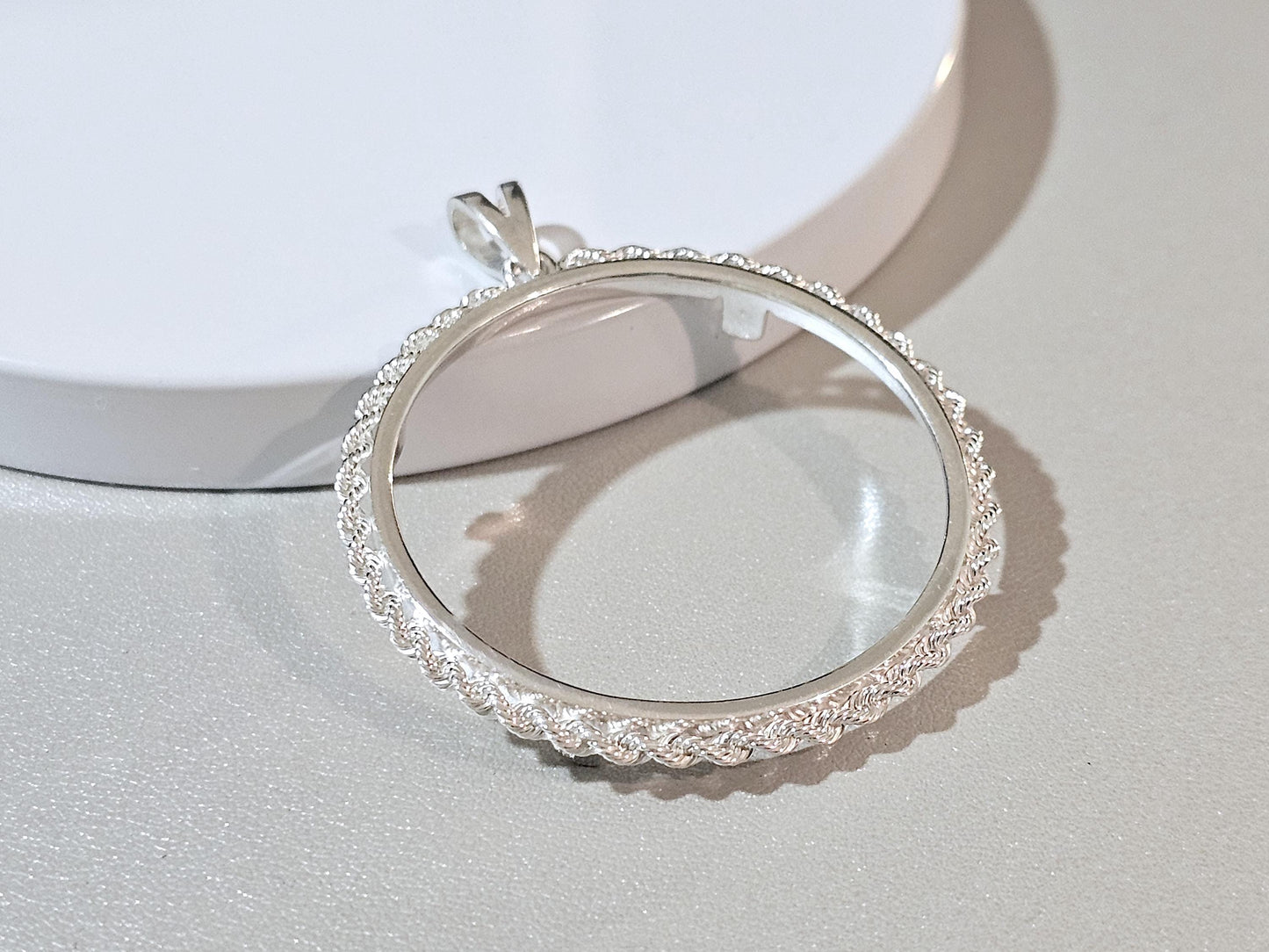 925 Sterling Silver Rope Edge Bezel for 38mm 1 Dollar Coins