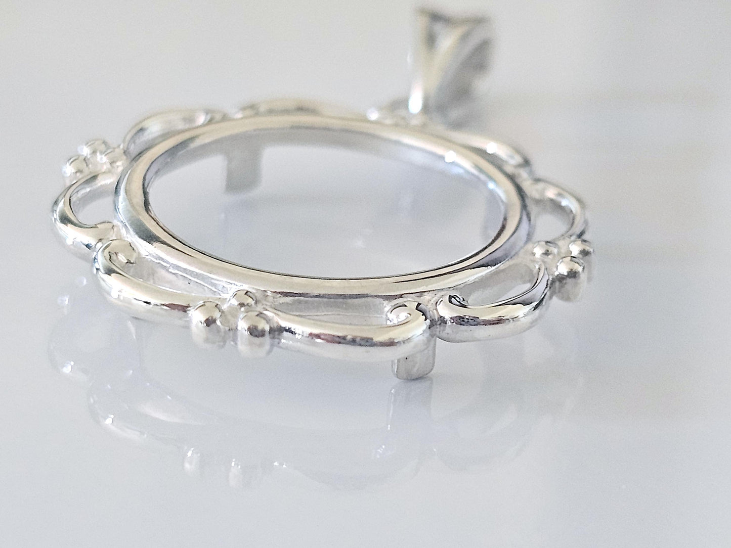 925 Sterling Silver Scalloped Bezel for 19mm Penny 1 Cent Coins