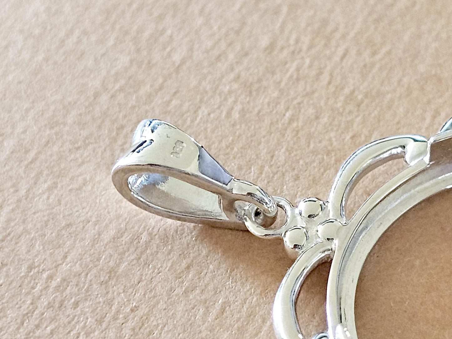 925 Sterling Silver Scalloped Bezel for 24mm Quarters 25 Cents Coins