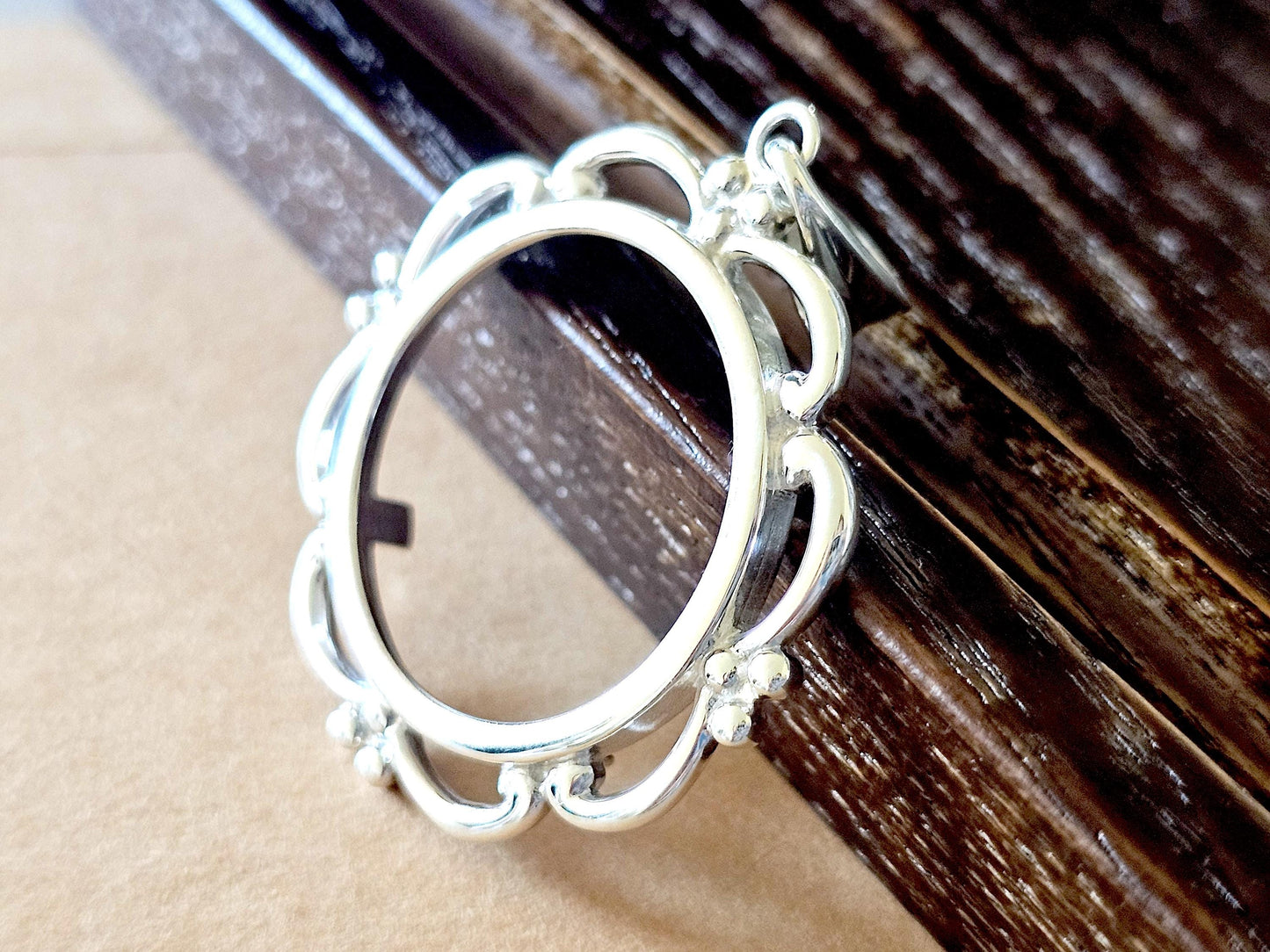 925 Sterling Silver Scalloped Bezel for 24mm Quarters 25 Cents Coins