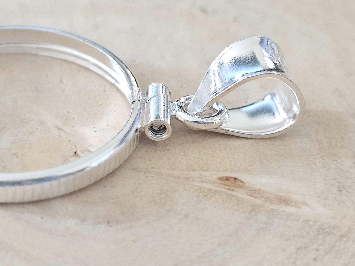 925 Sterling Silver Screw Top Simple Bezel for 19mm Penny 1 Cent Coins