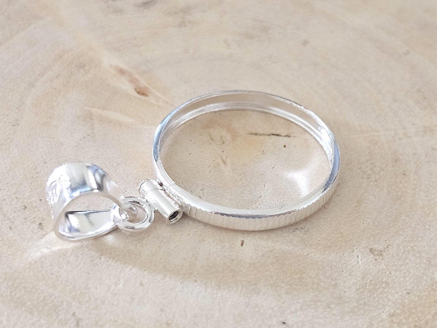 925 Sterling Silver Screw Top Simple Bezel for 19mm Penny 1 Cent Coins