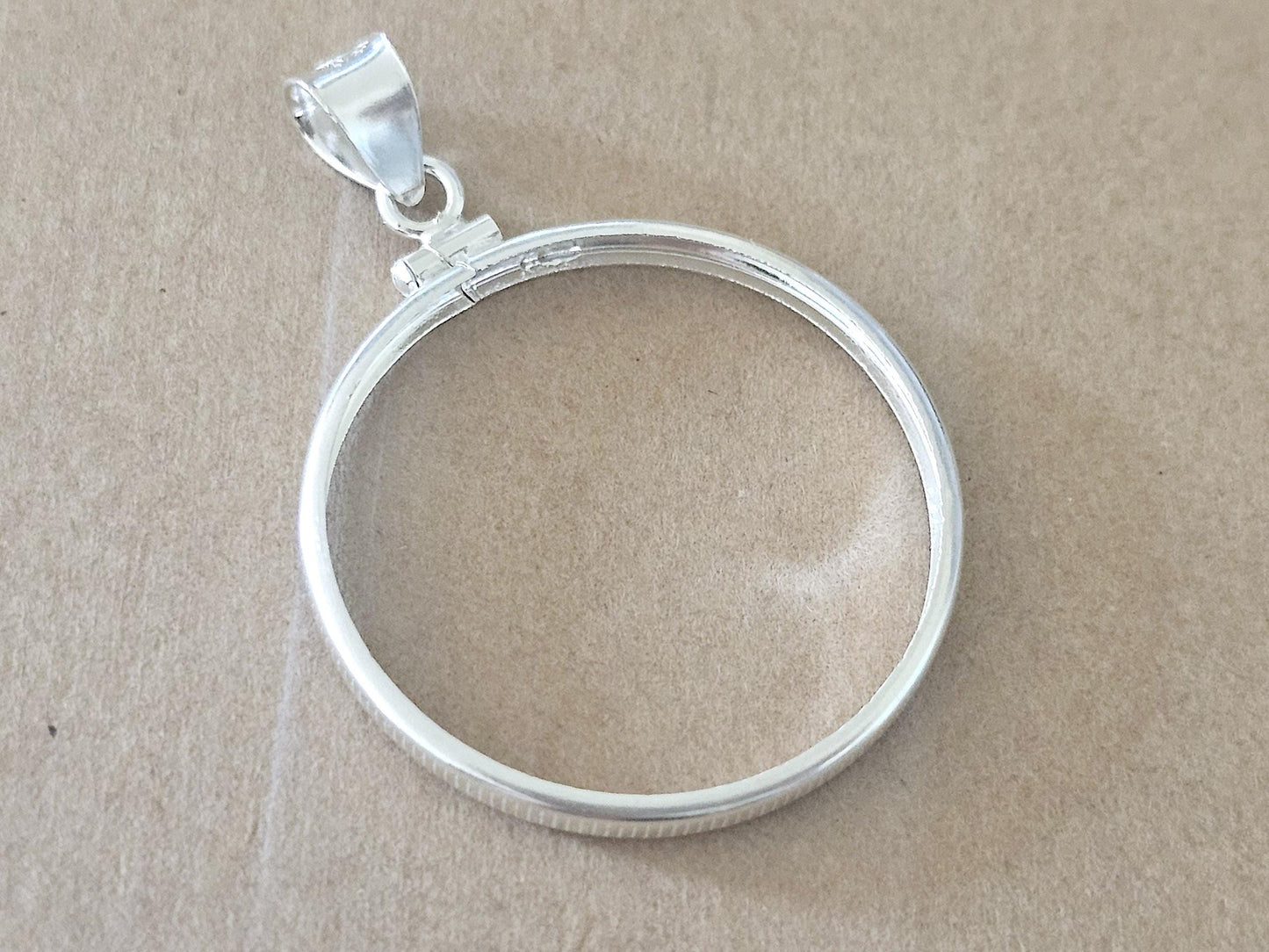 925 Sterling Silver Screw Top Simple Bezel for 30mm Half Dollar 50 Cents Coins
