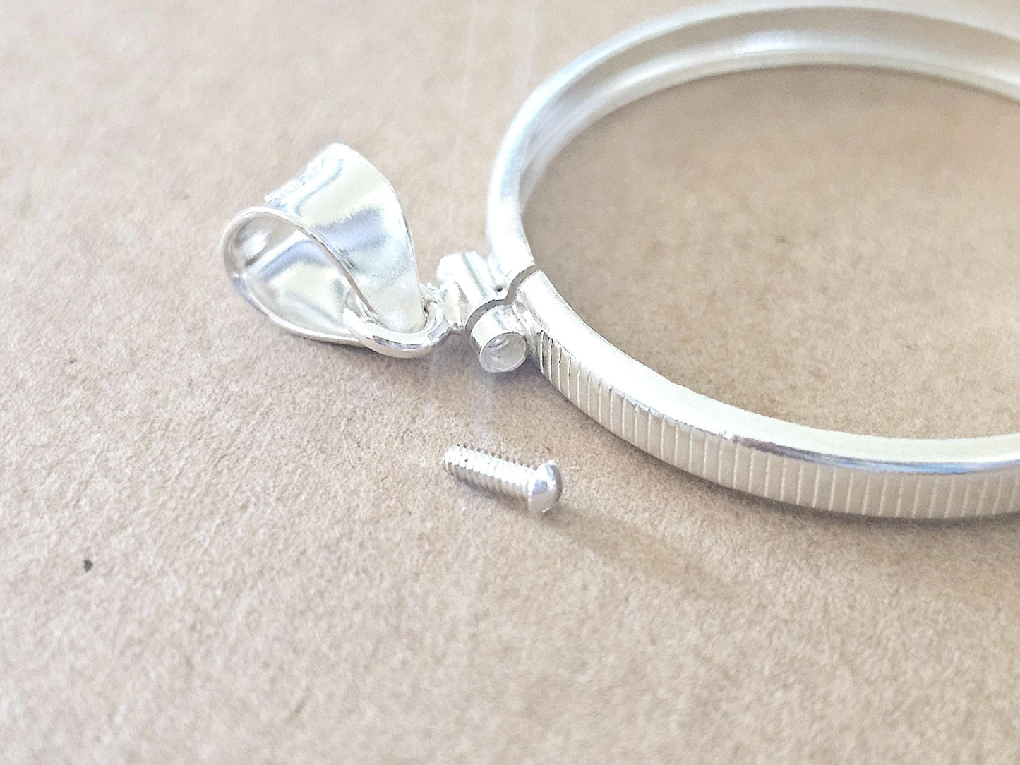 925 Sterling Silver Screw Top Simple Bezel for 30mm Half Dollar 50 Cents Coins