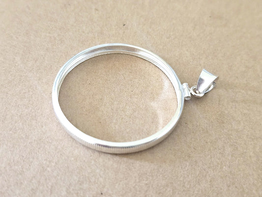 925 Sterling Silver Screw Top Simple Bezel for 38mm 1 Dollar Coins