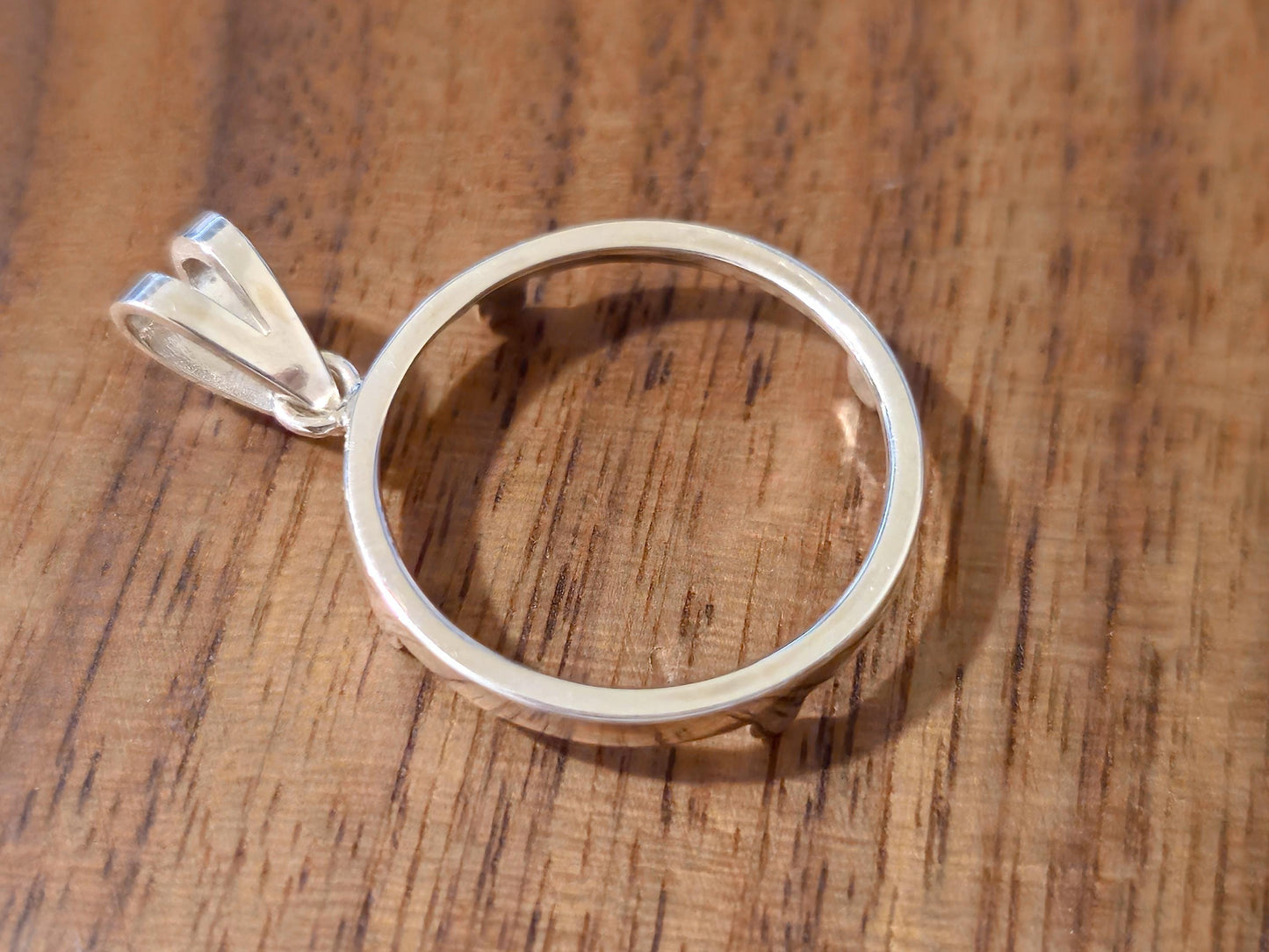 925 Sterling Silver Prong Back Simple Bezel for 22mm Nickel 5 Cent Coins