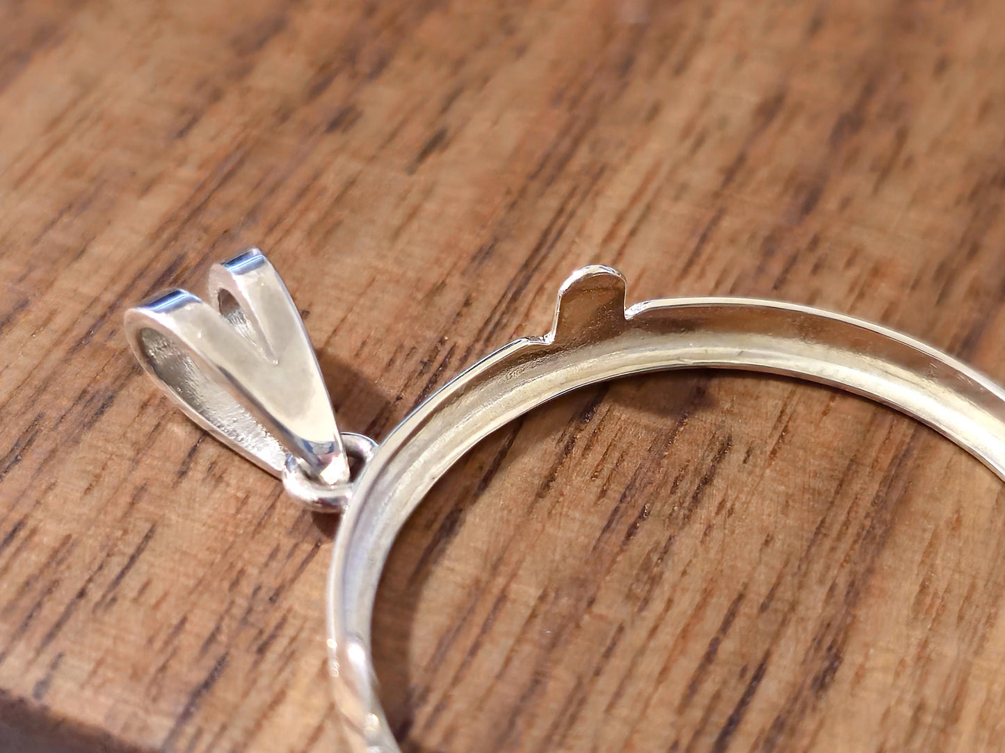 925 Sterling Silver Prong Back Simple Bezel for 26mm Susan B Anthony Dollar Coin