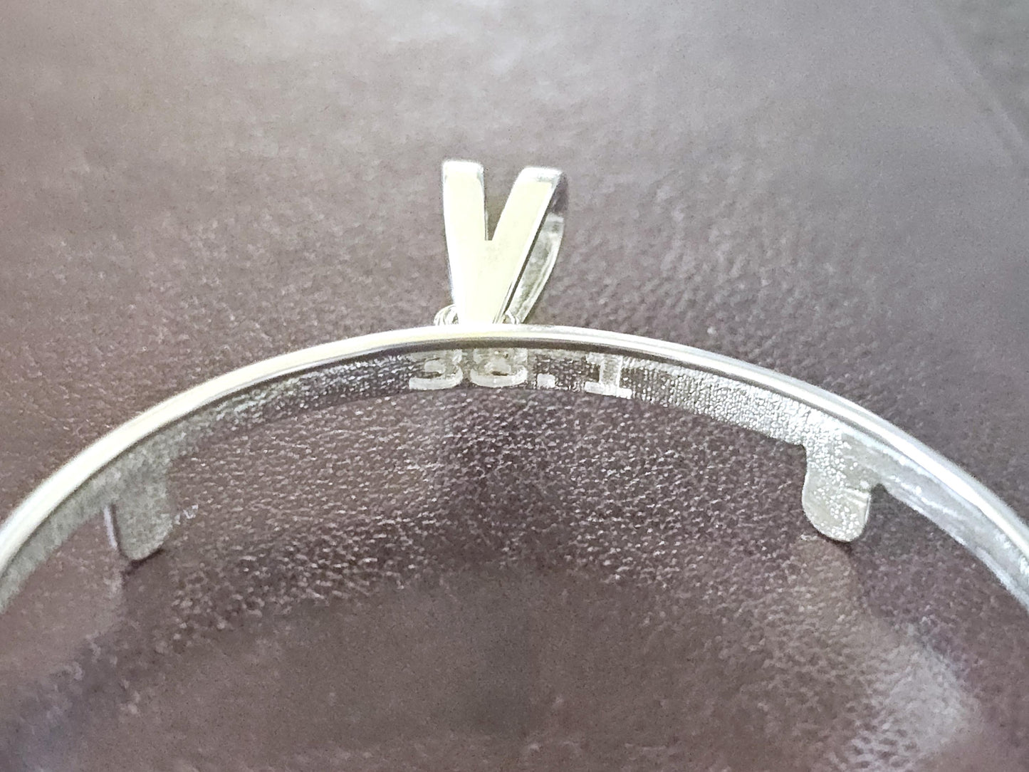 925 Sterling Silver Prong Back Simple Bezel for 38mm 1 Dollar Coins