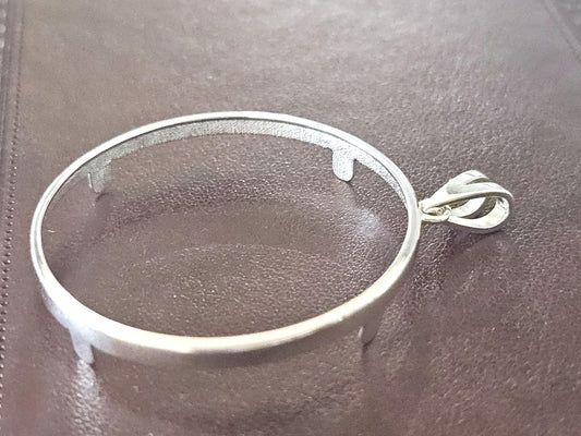 925 Sterling Silver Prong Back Simple Bezel for 38mm 1 Dollar Coins