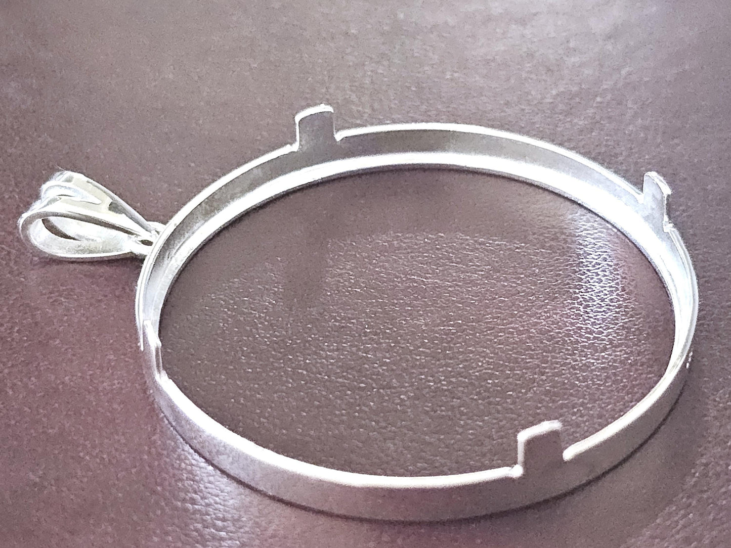 925 Sterling Silver Prong Back Simple Bezel for 39mm 1 oz Silver Rounds Casino Chips Mexican Cien Pesos Coins