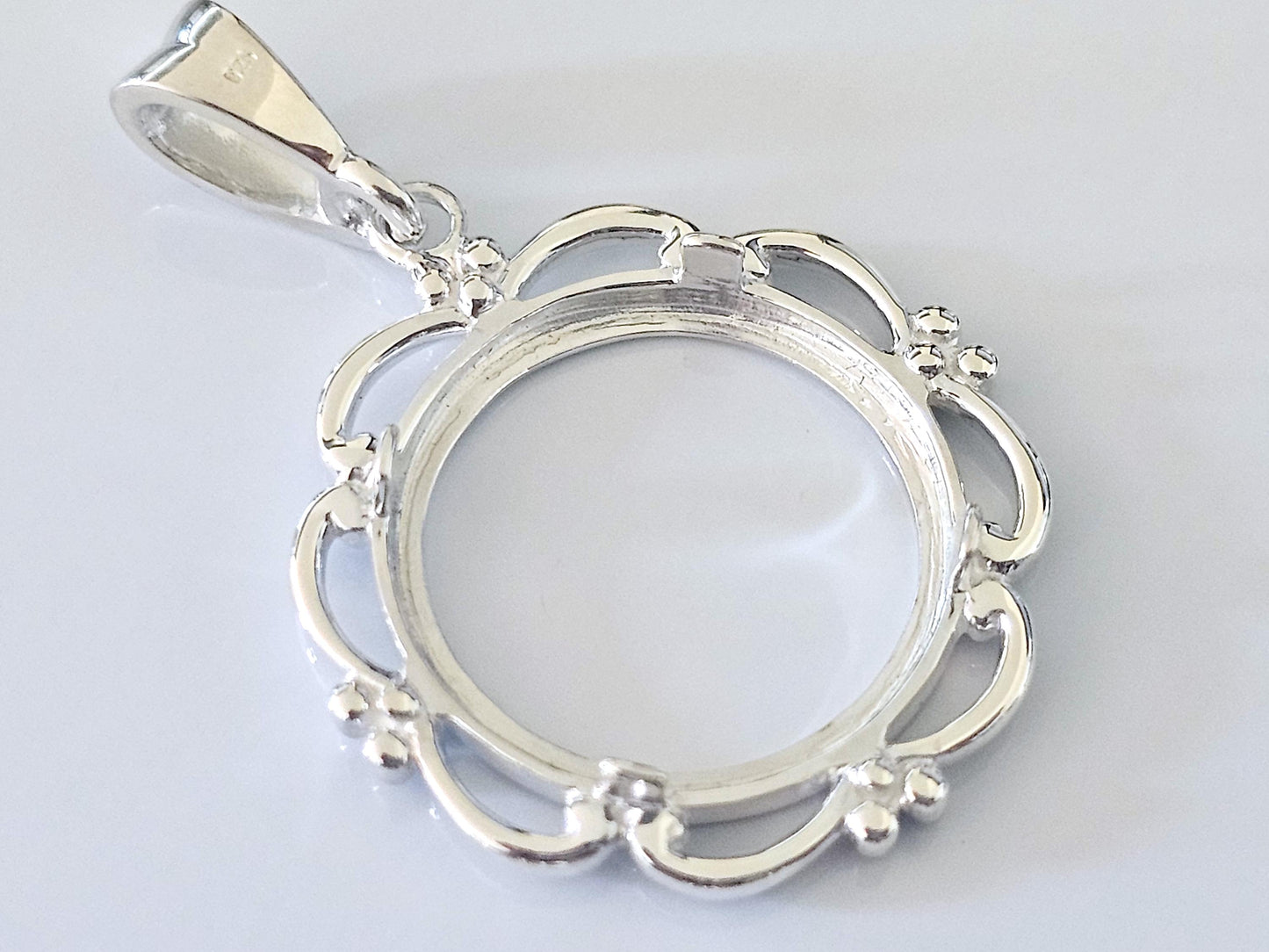 925 Sterling Silver Scalloped Bezel for 19mm Penny 1 Cent Coins