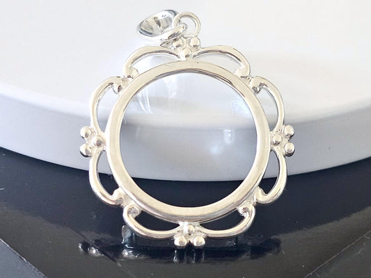 925 Sterling Silver Scalloped Bezel for 19mm Penny 1 Cent Coins
