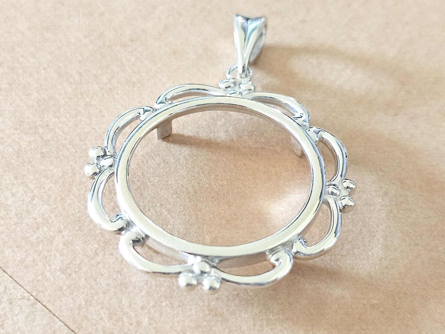 925 Sterling Silver Scalloped Bezel for 24mm Quarters 25 Cents Coins