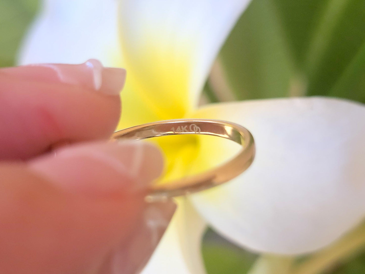 14K Solid Yellow Gold Four Leaf Clover Ring Band with CZ Stones