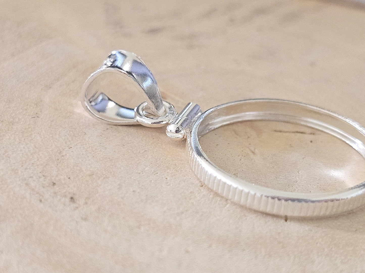 925 Sterling Silver Screw Top Simple Bezel for 19mm Penny 1 Cent Coins