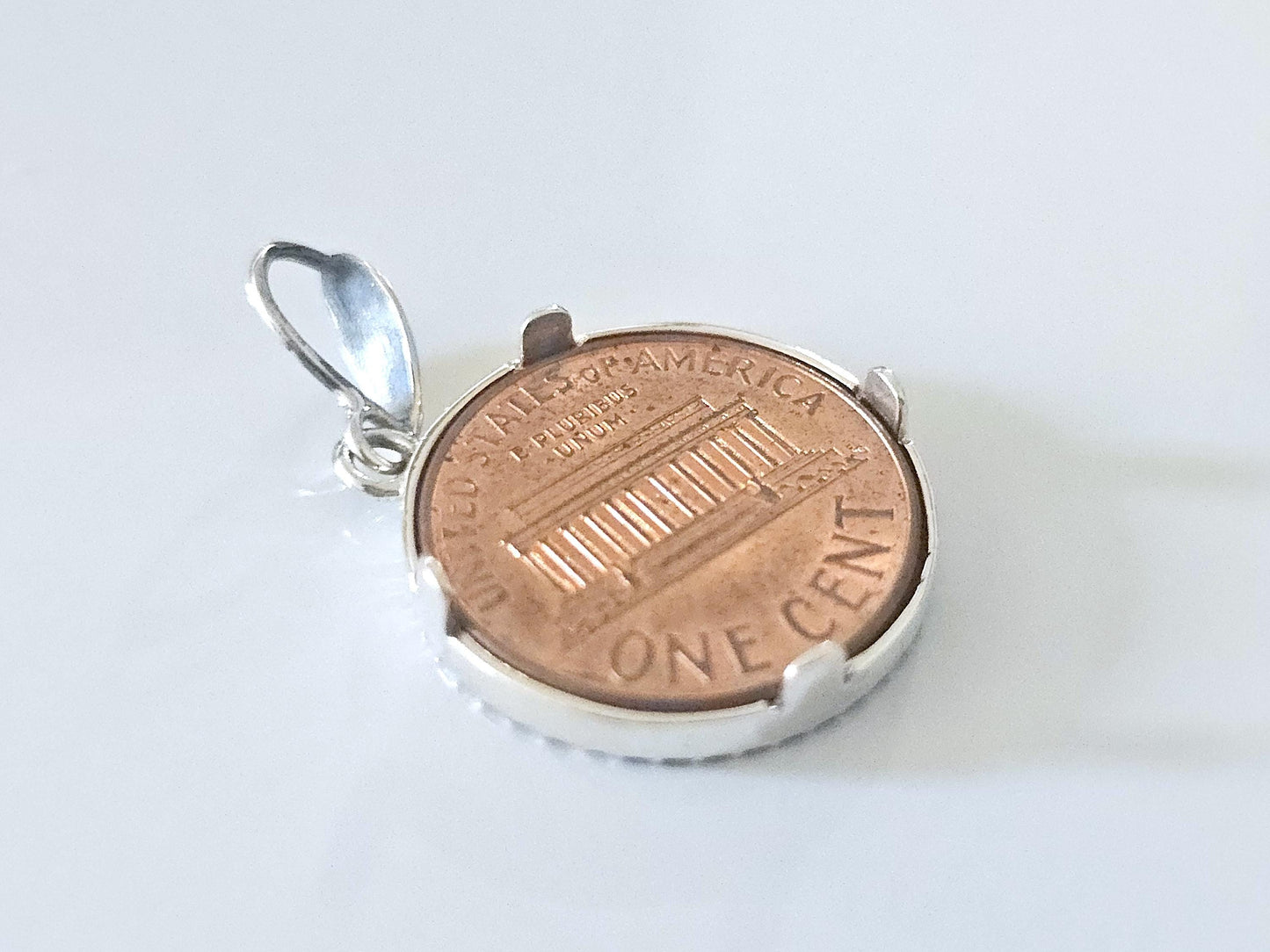 925 Sterling Silver Prong Back Illusion Edge Bezel for 19mm Penny 1 Cent Coins