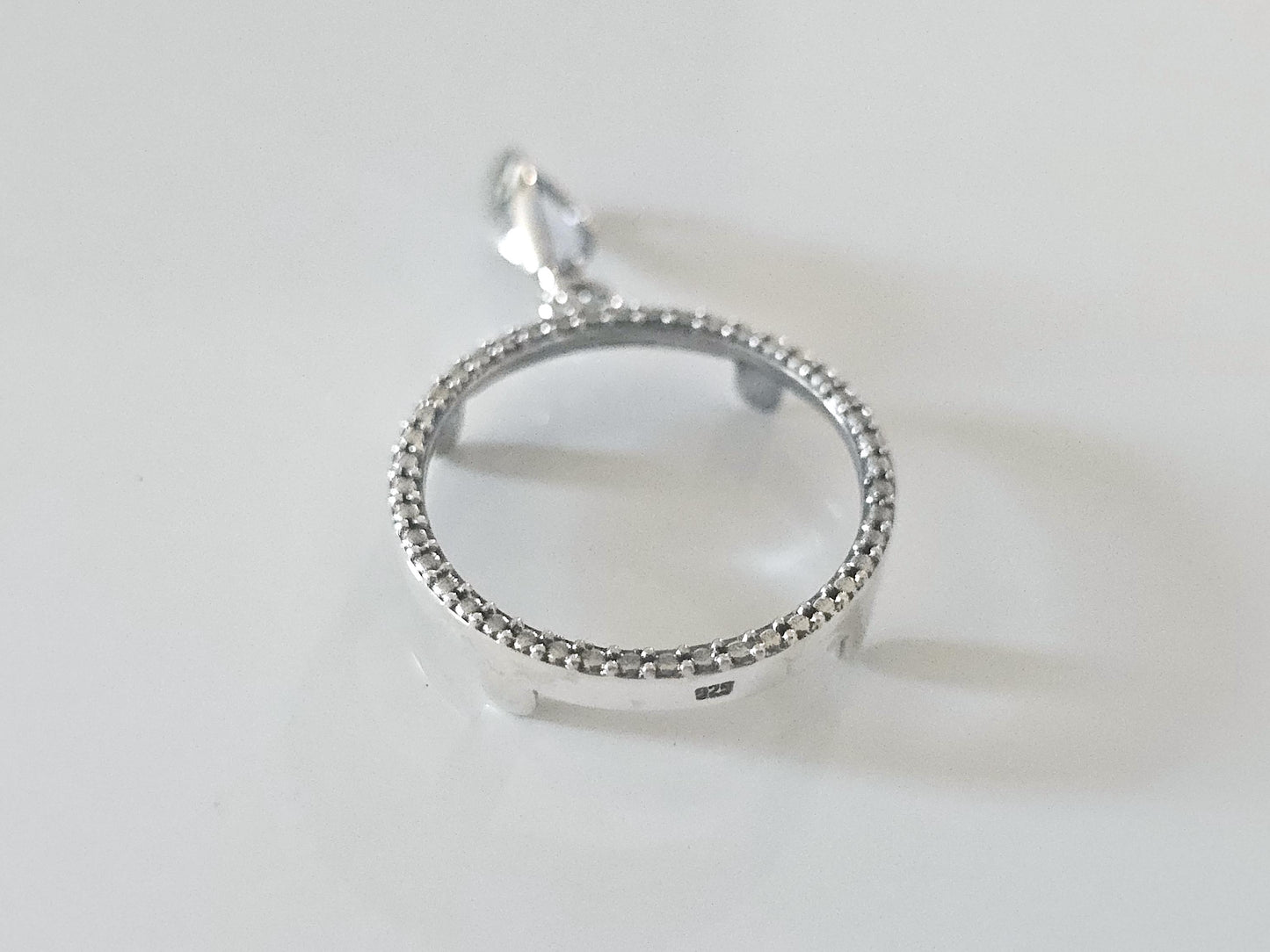 925 Sterling Silver Prong Back Illusion Edge Bezel for 19mm Penny 1 Cent Coins