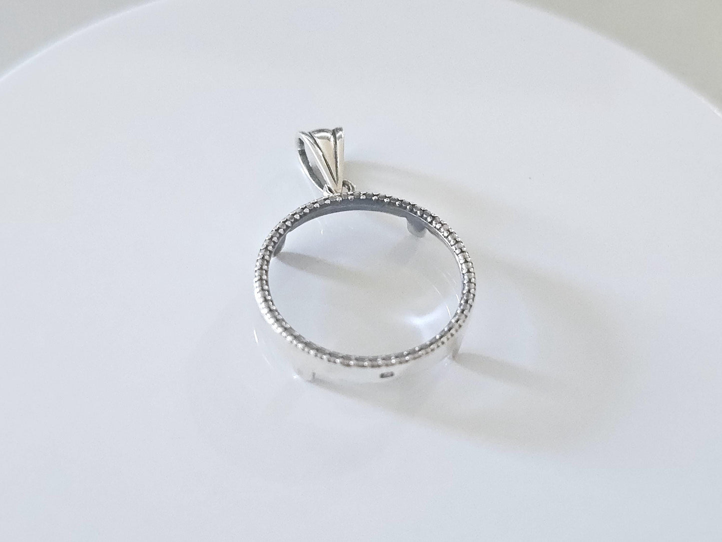 925 Sterling Silver Prong Back Illusion Edge Bezel for 21mm Nickel 5 Cent Coins