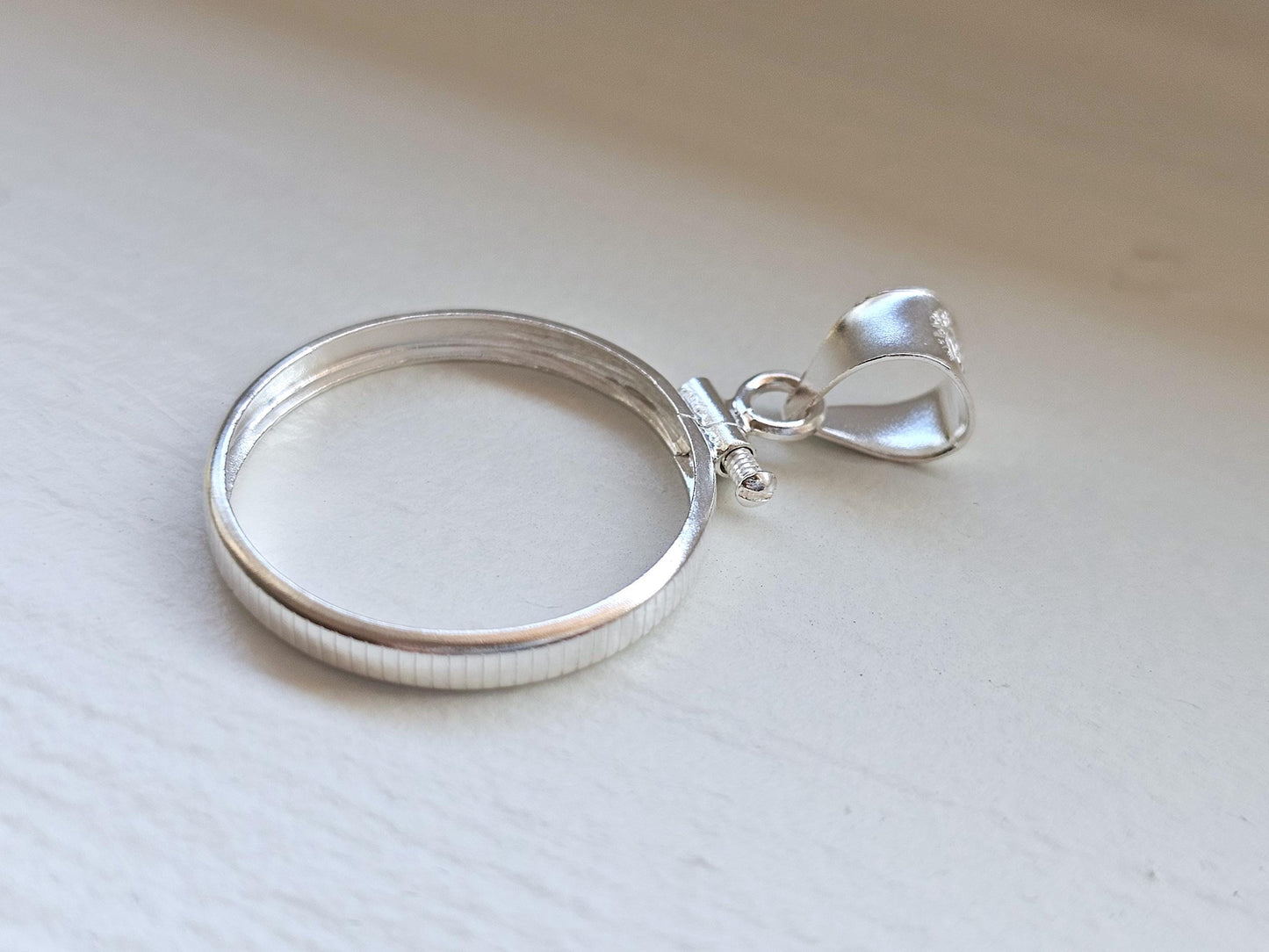 925 Sterling Silver Screw Top Simple Bezel for 21mm Nickel 5 Cent Coins