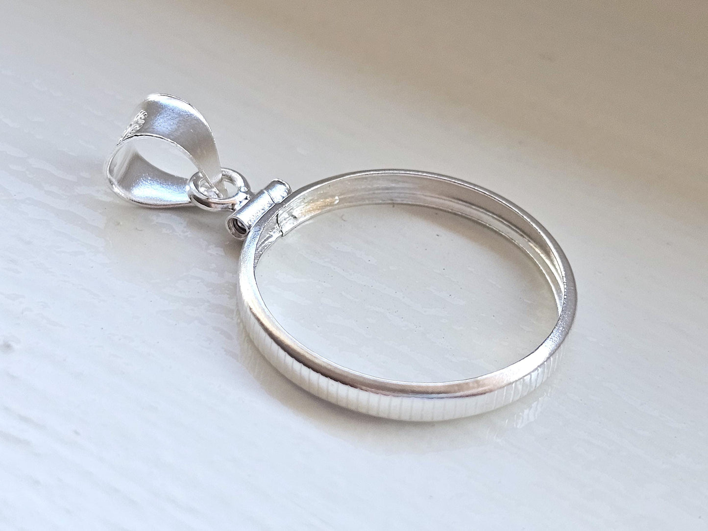 925 Sterling Silver Screw Top Simple Bezel for 21mm Nickel 5 Cent Coins