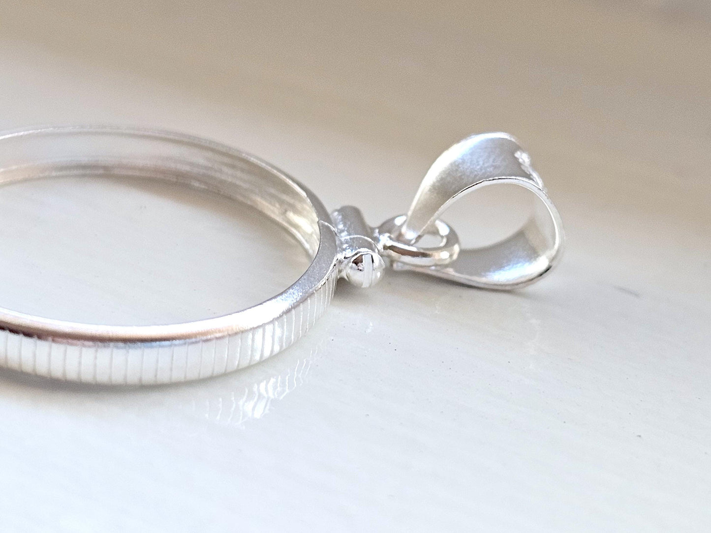 925 Sterling Silver Screw Top Simple Bezel for 21mm Nickel 5 Cent Coins