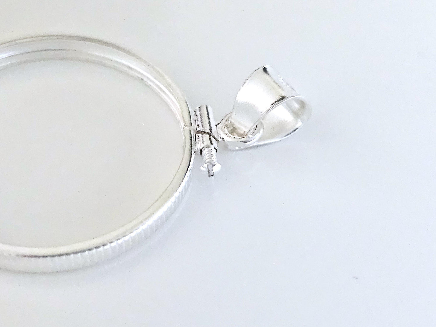 925 Sterling Silver Screw Top Simple Bezel for 26mm Susan B Anthony Sacagawea Dollar Coins