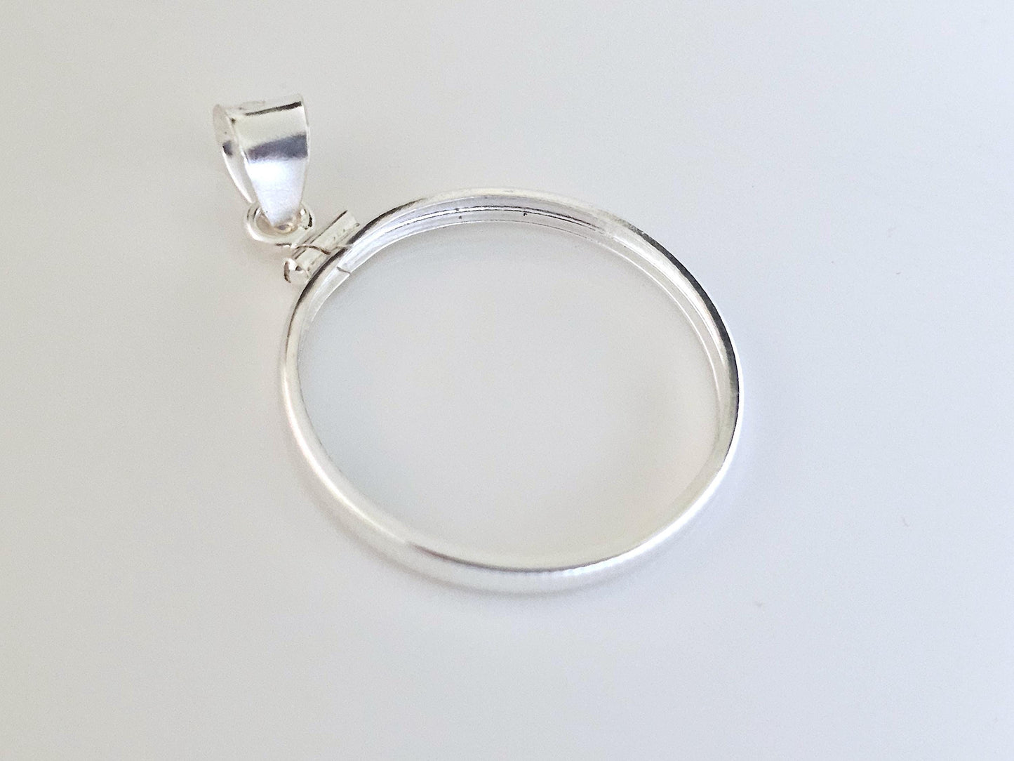 925 Sterling Silver Screw Top Simple Bezel for 26mm Susan B Anthony Sacagawea Dollar Coins