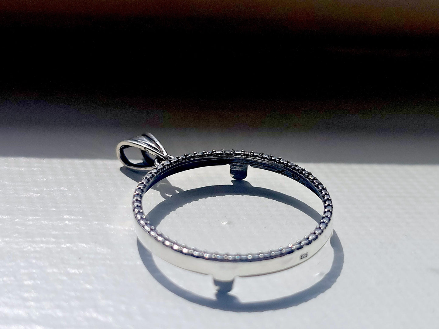 925 Sterling Silver Prong Back Illusion Edge Bezel for 26mm Susan B Anthony Dollar Coin