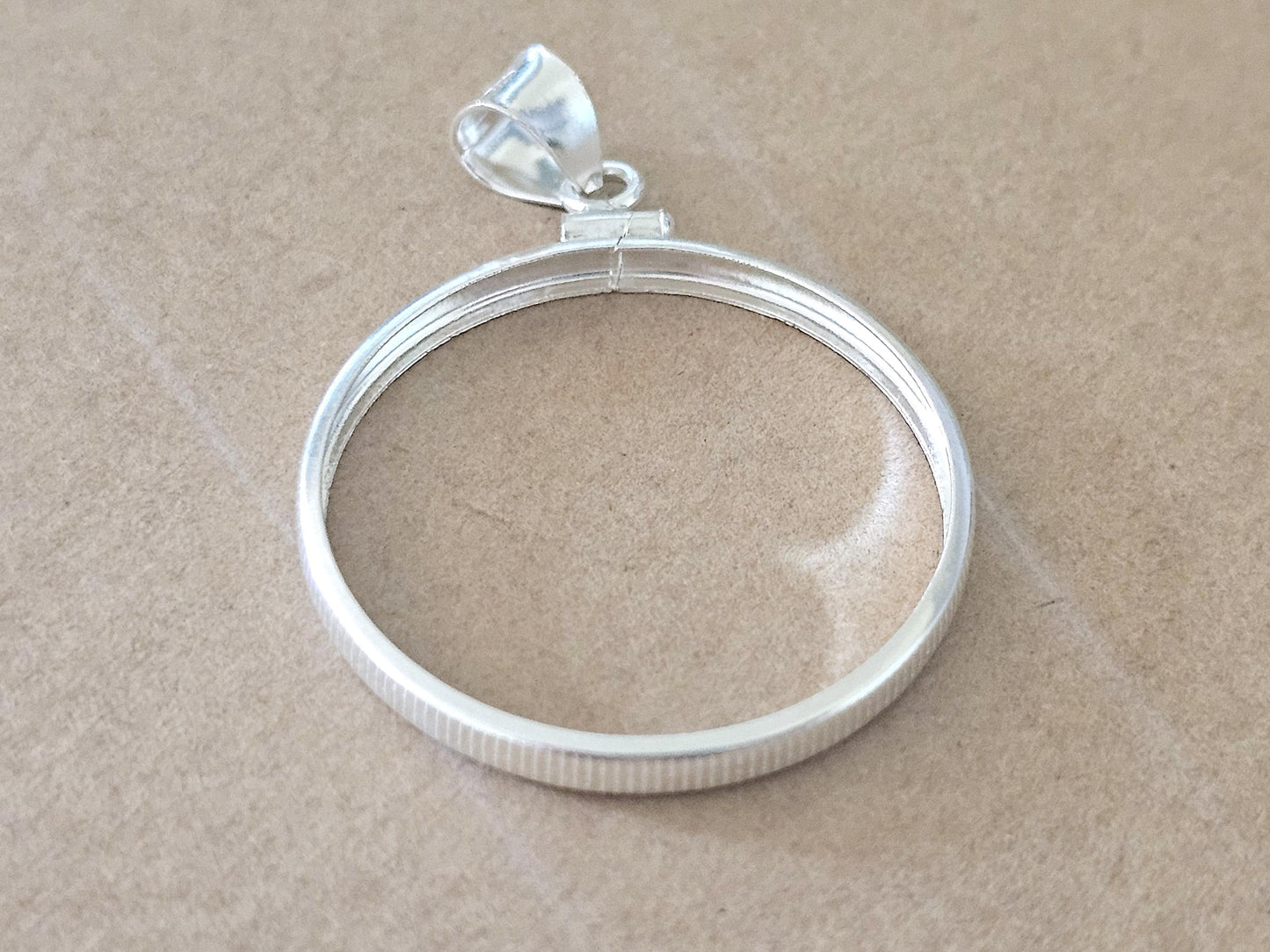 925 Sterling Silver Screw Top Simple Bezel for 30mm Half Dollar 50 Cents Coins