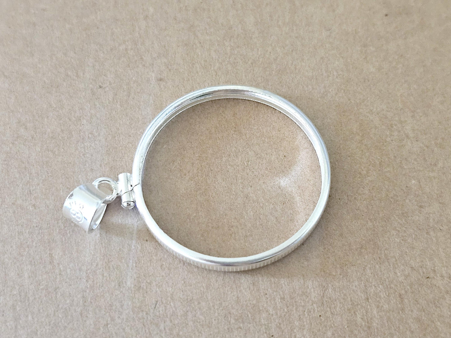925 Sterling Silver Screw Top Simple Bezel for 30mm Half Dollar 50 Cents Coins