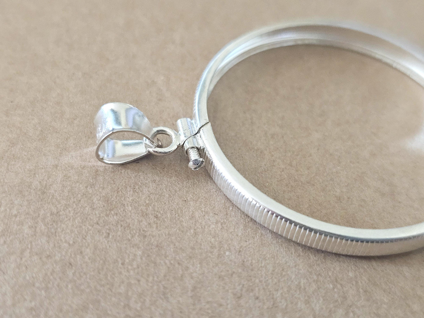 925 Sterling Silver Screw Top Simple Bezel for 38mm 1 Dollar Coins