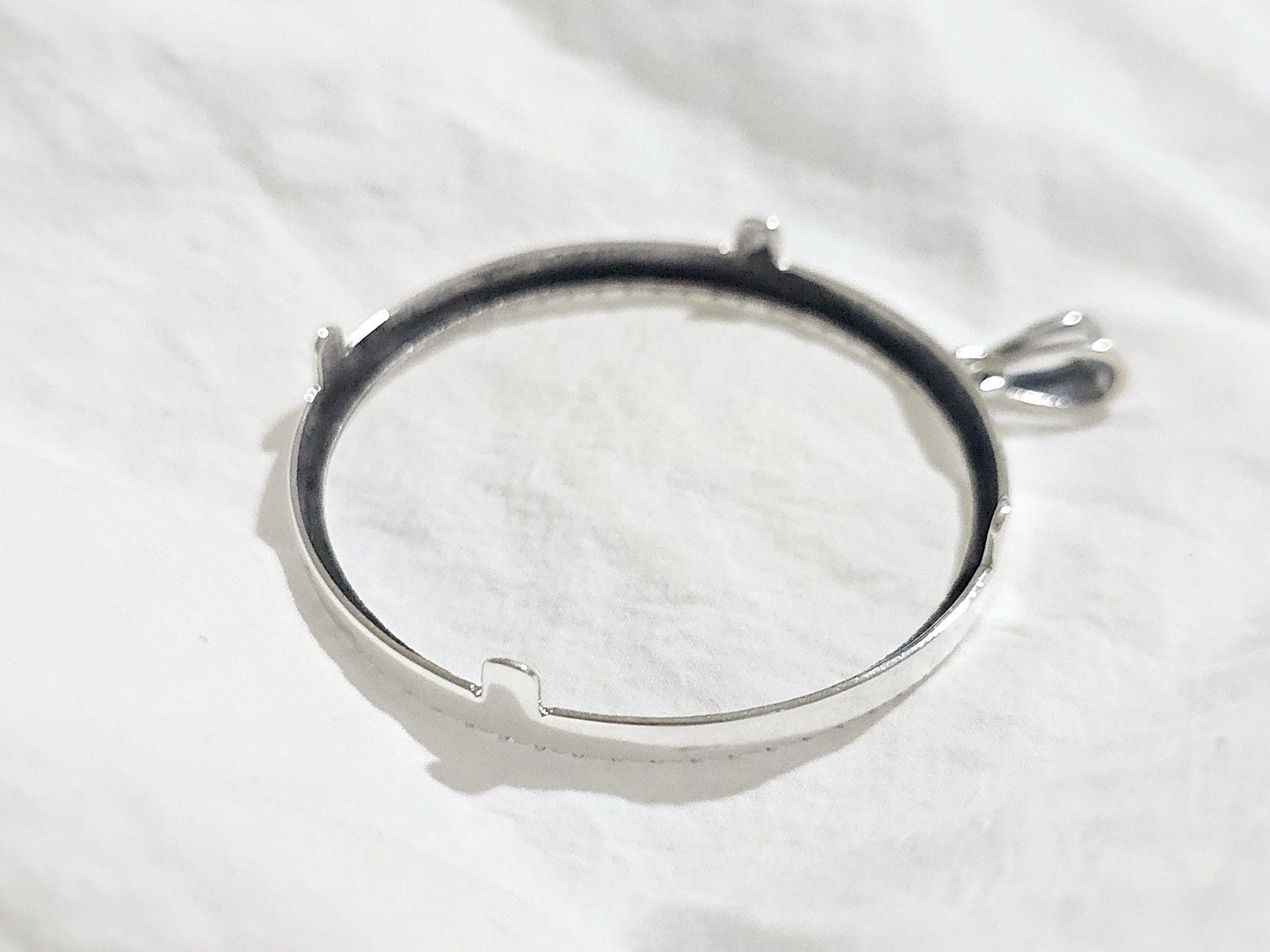 925 Sterling Silver Prong Back Illusion Edge Bezel for 41mm 1oz Coins