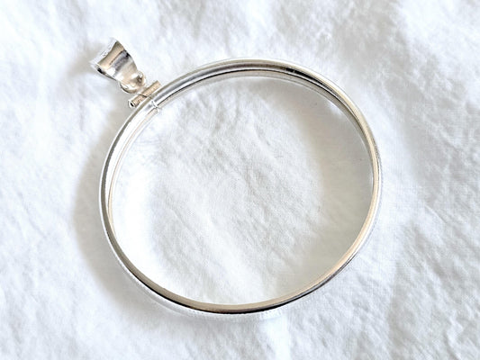 925 Sterling Silver Screw Top Simple Bezel for 39mm Coins Mexican Cien Pesos