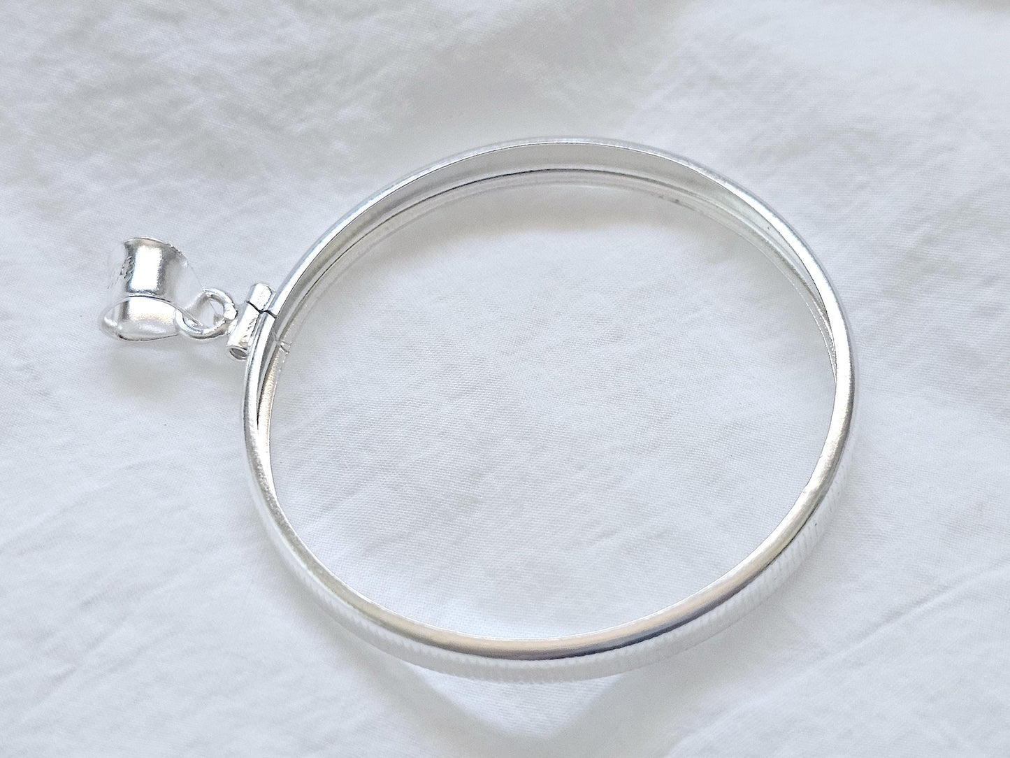 925 Sterling Silver Screw Top Simple Bezel for 39mm Coins Mexican Cien Pesos