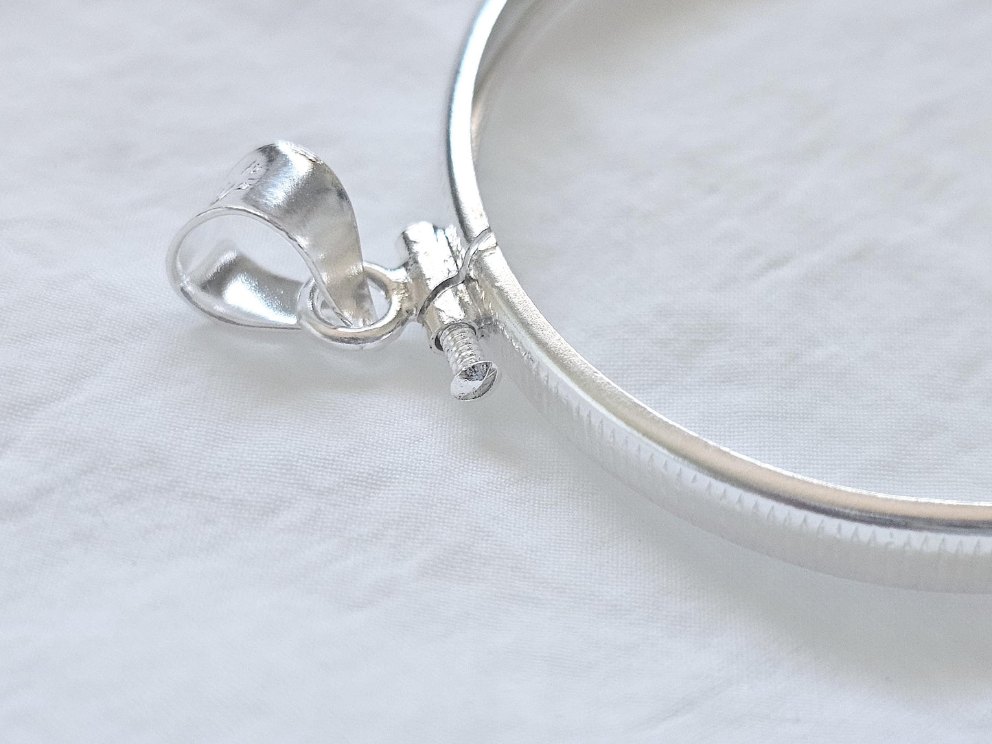 925 Sterling Silver Screw Top Simple Bezel for 39mm Coins Mexican Cien Pesos