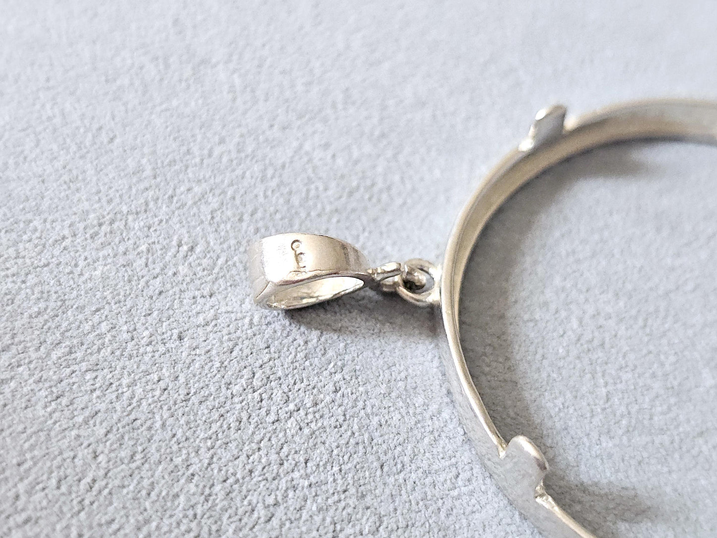 925 Sterling Silver Prong Back Diamond Cut Bezel for 39mm 1 oz Silver Rounds Casino Chips Mexican Cien Pesos Coins