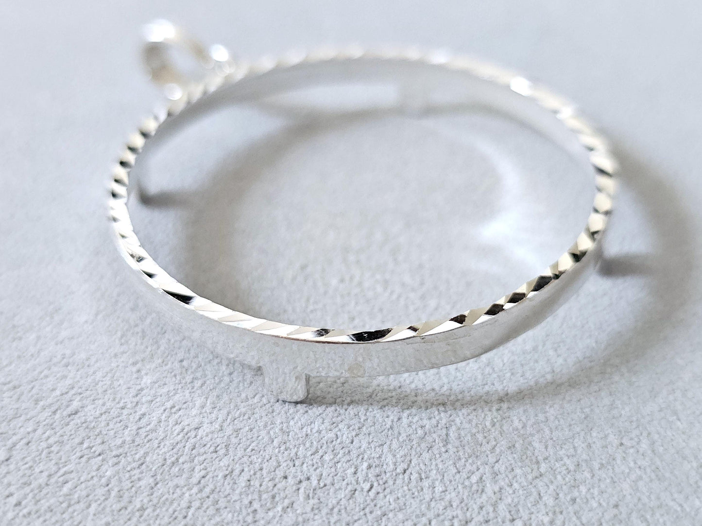 925 Sterling Silver Prong Back Diamond Cut Bezel for 41mm 1 oz Coins
