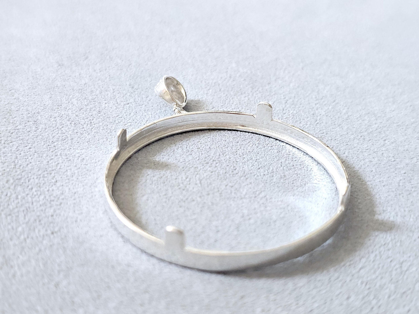 925 Sterling Silver Prong Back Diamond Cut Bezel for 41mm 1 oz Coins