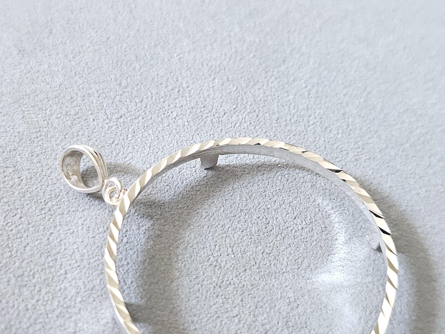 925 Sterling Silver Prong Back Diamond Cut Bezel for 41mm 1 oz Coins