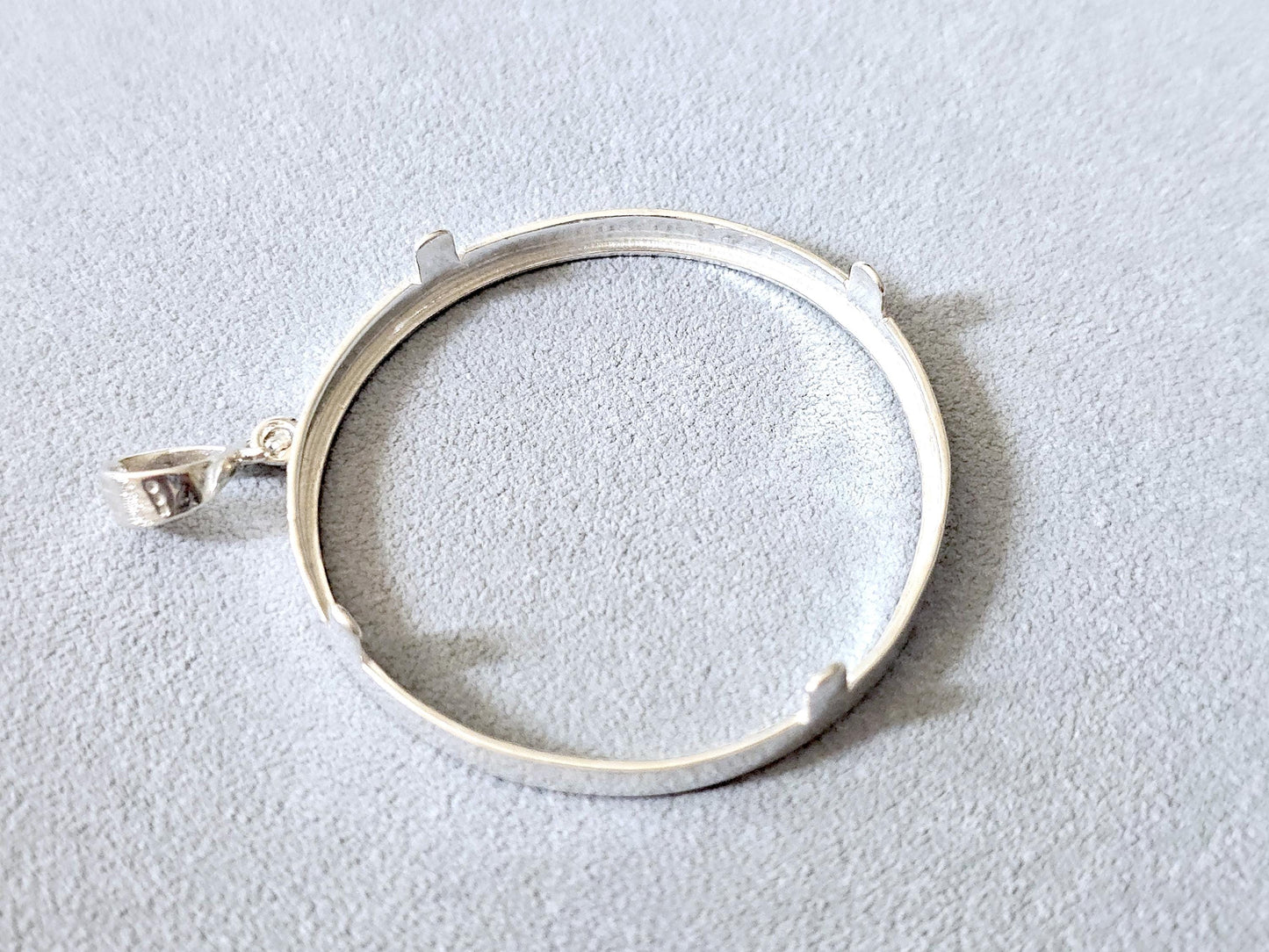 925 Sterling Silver Prong Back Diamond Cut Bezel for 41mm 1 oz Coins