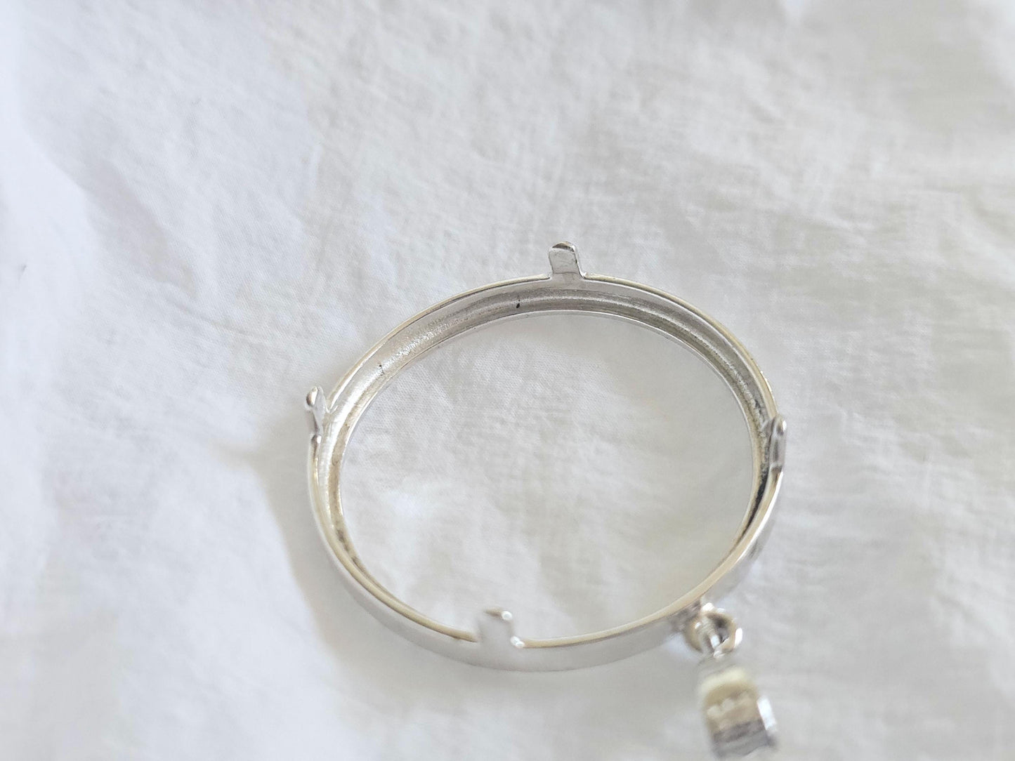 925 Sterling Silver Prong Back Diamond Cut Bezel for 30mm 50 Cent Coins
