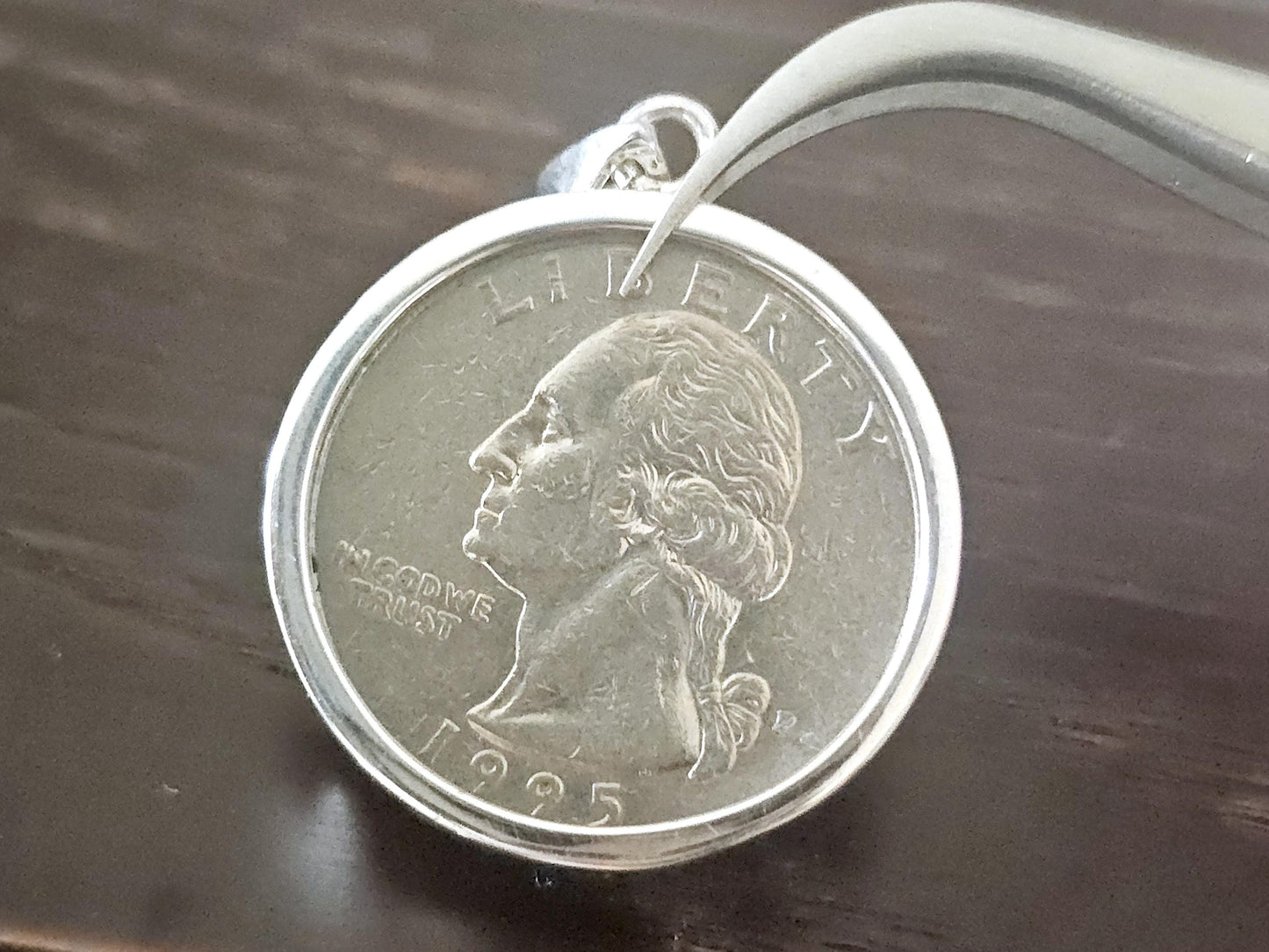 925 Sterling Silver Prong Back Simple Bezel for 24mm Quarters 25 Cents Coins