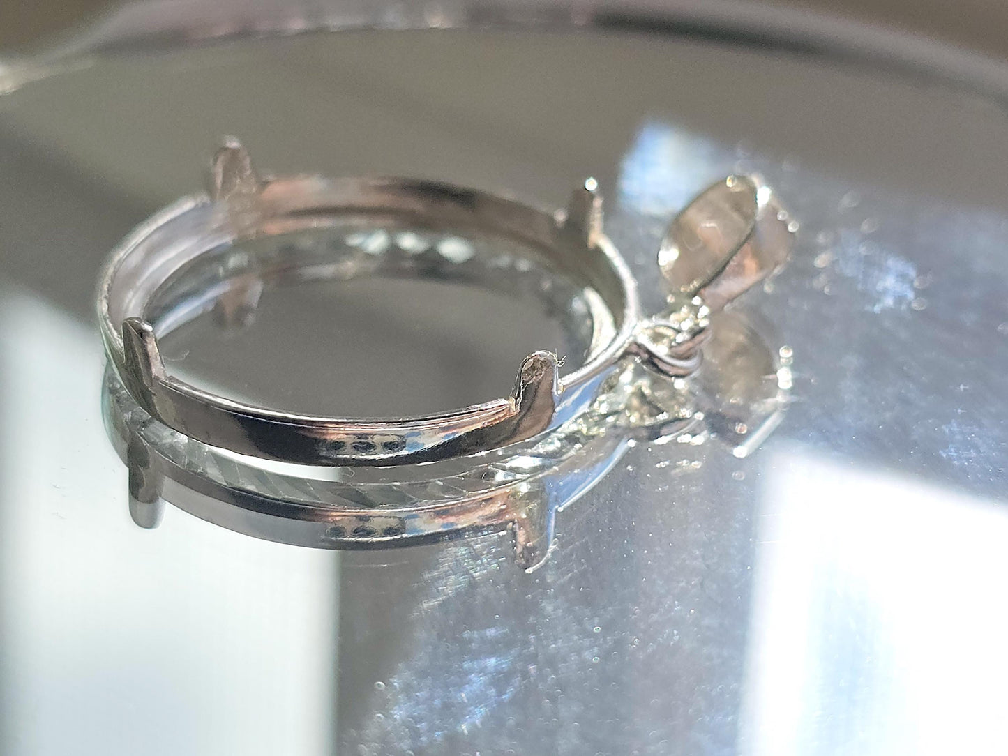 925 Sterling Silver Prong Back Diamond Cut Bezel for 24mm Quarter 25Cent Coins